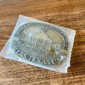 New solid brass Southfork Ranch Belt Buckle DallasTexas from the hit show Dallas